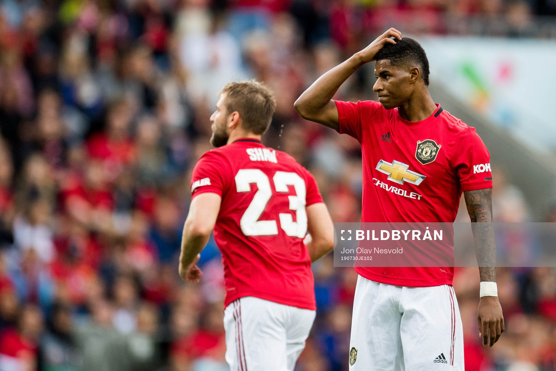Marcus Rashford of Manchester United looks dejected