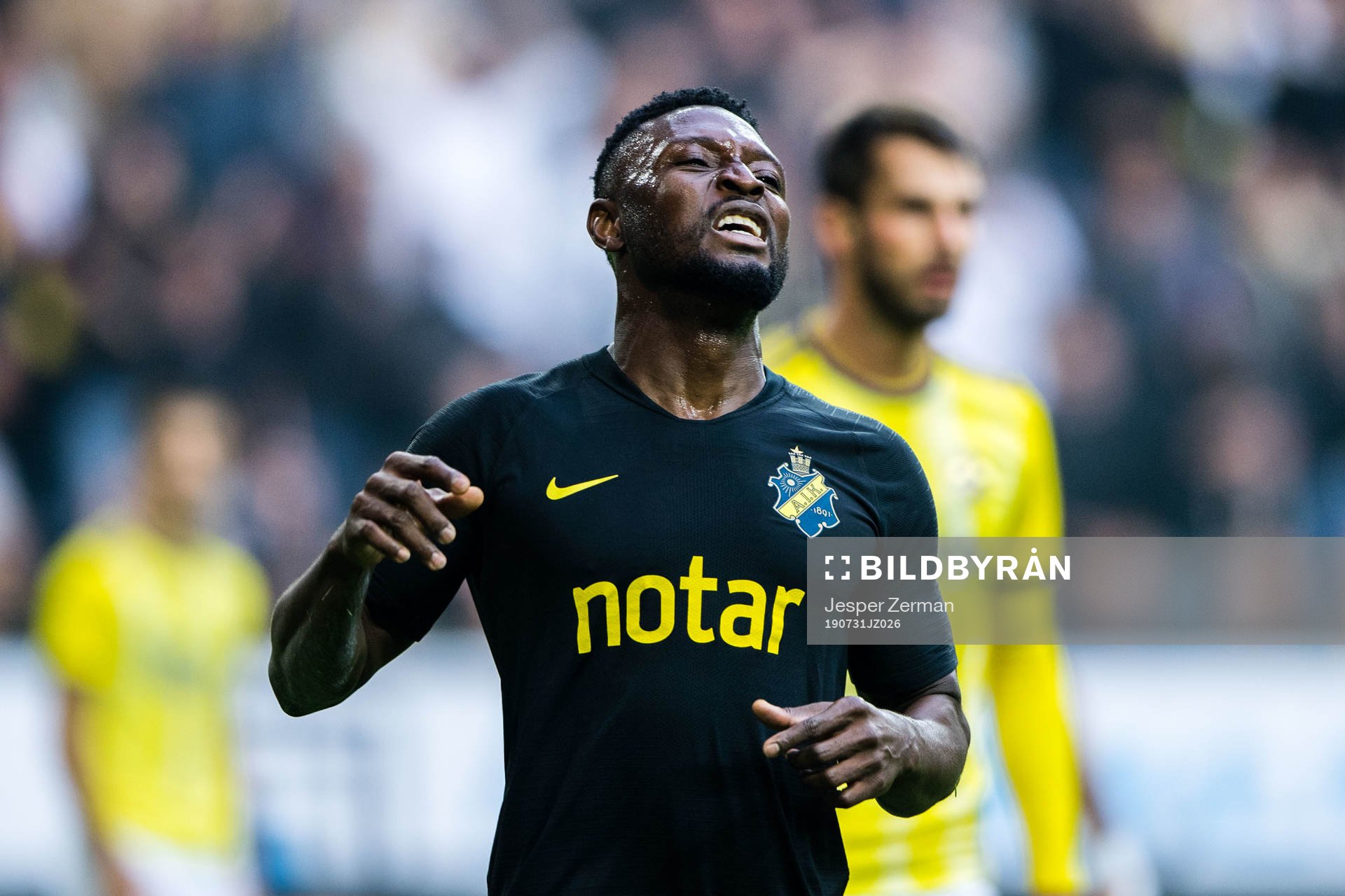 Chinedu Obasi of AIK looks dejected