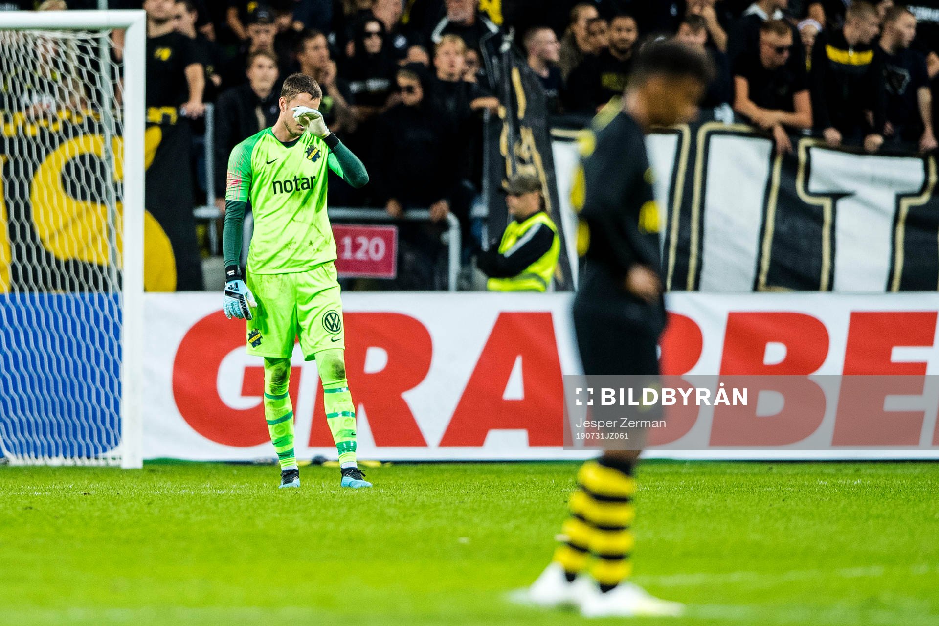 Goalkeeper Oscar Linnér of AIK looks dejected