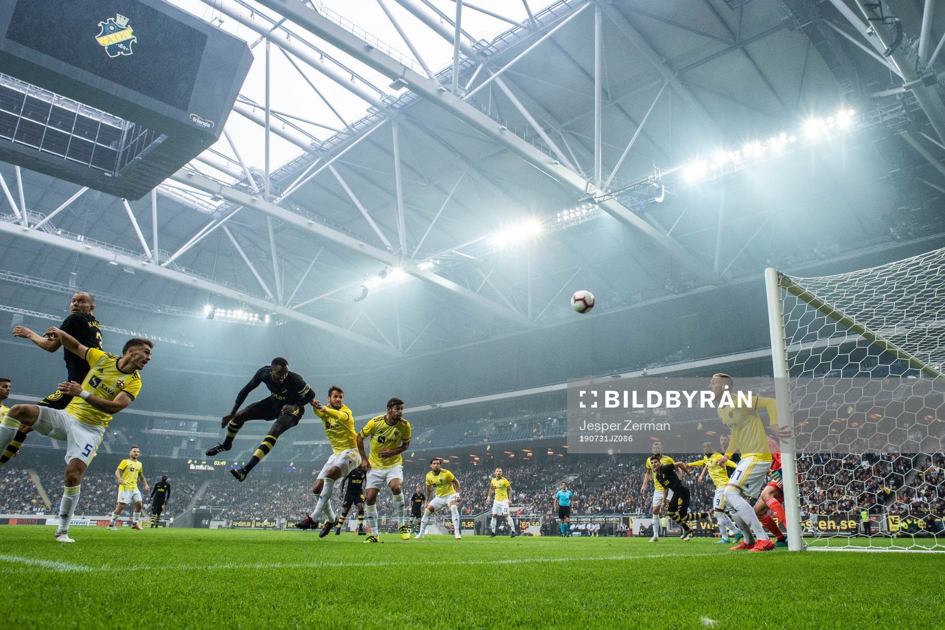Per Karlsson of AIK (l) scores 1-0
