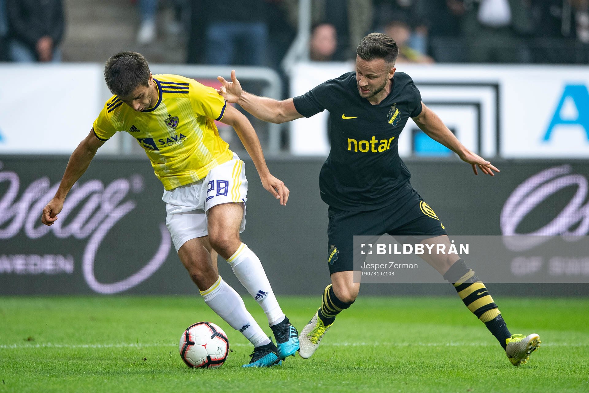 Mitja Viler of Maribor and Robert Lundström of AIK