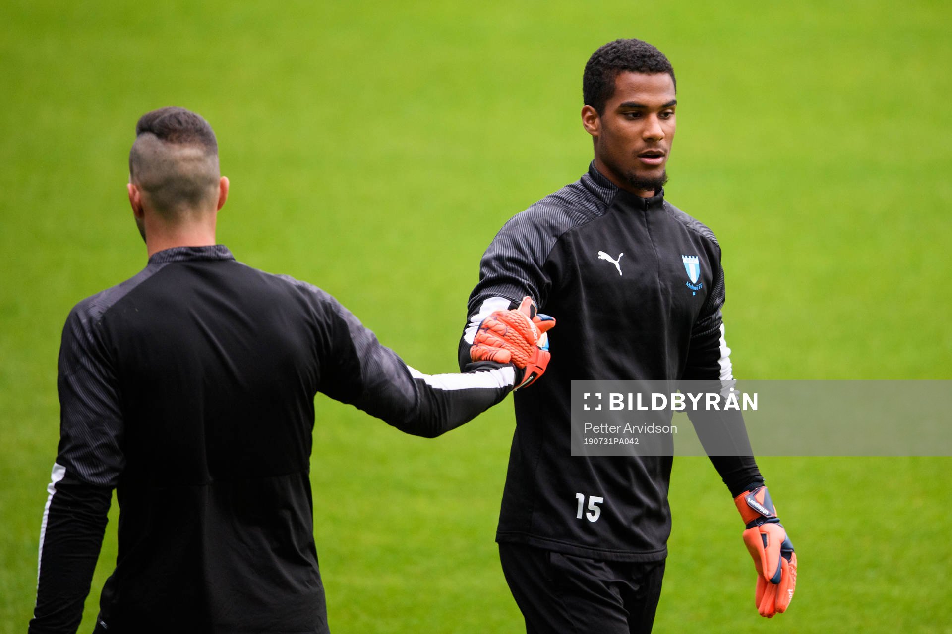 Goalkeeper Lamin Sarr and goalkeeper Dusan Melicharek of