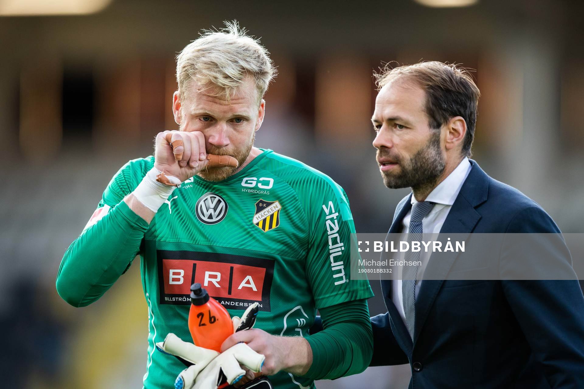 Goalkeeper Peter Abrahamsson and head coach Andreas Alm of