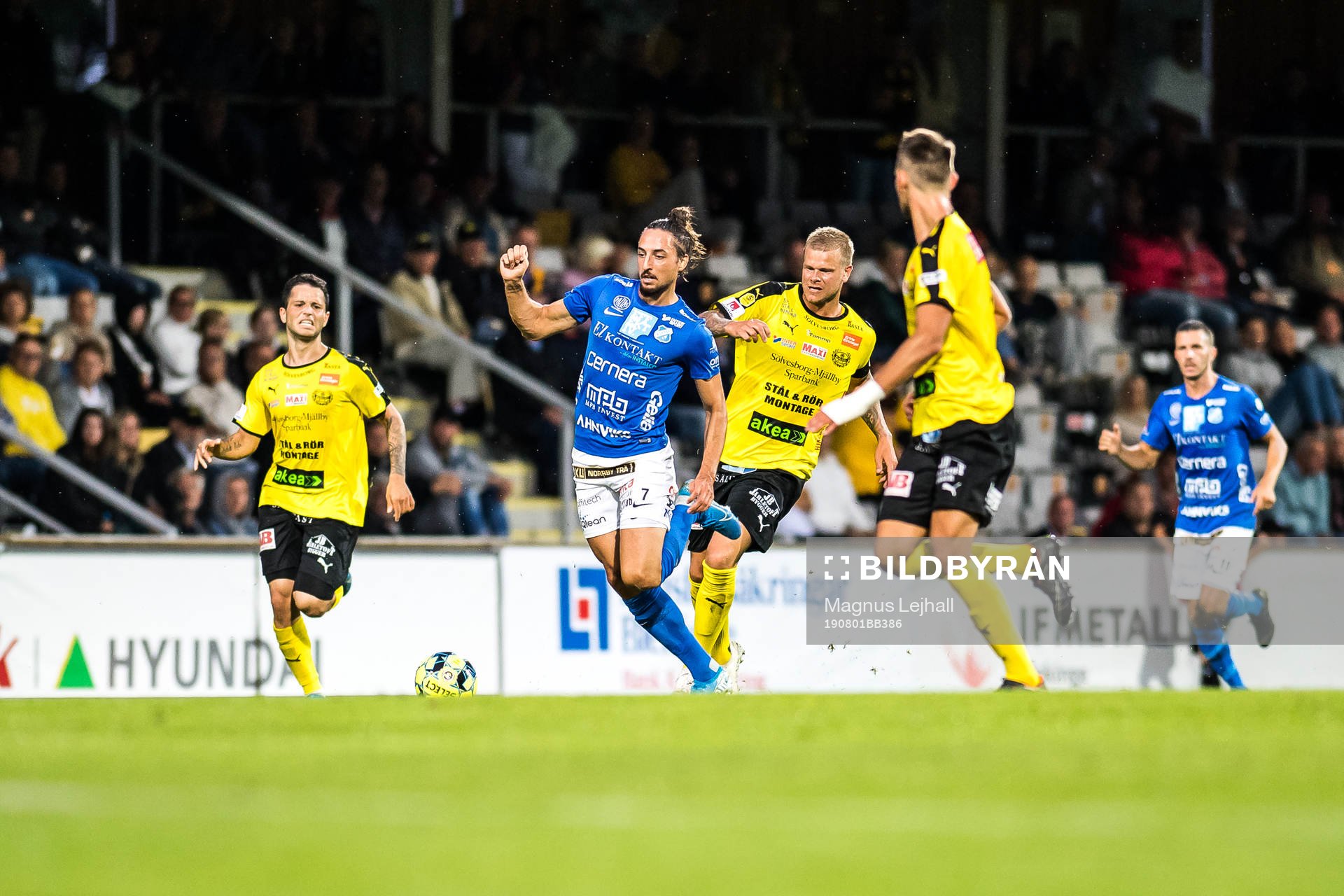 Norrbys Dijan Vukojevic under fotbollsmatchen i superettan mellan Mjällby och Norrby den 1 augusti 2019 i Mjällby.