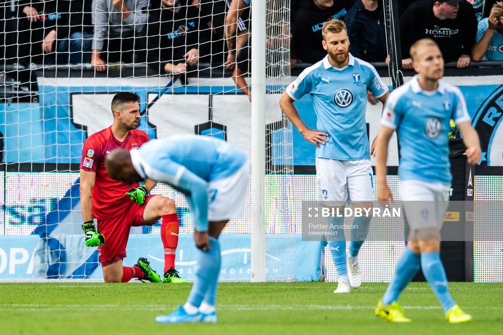 Goalkeeper Dusan Melicharek of Malmö FF looks dejected