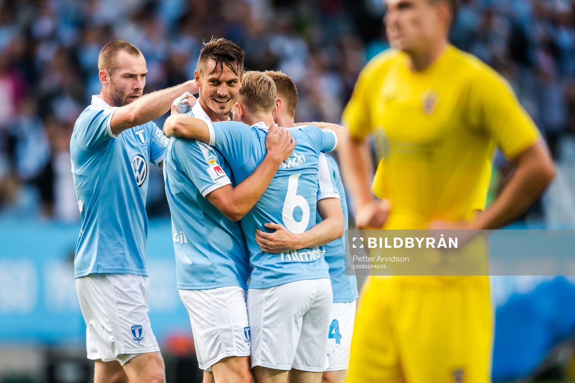 Oscar Lewicki and Markus Rosenberg of Malmö FF celebrate