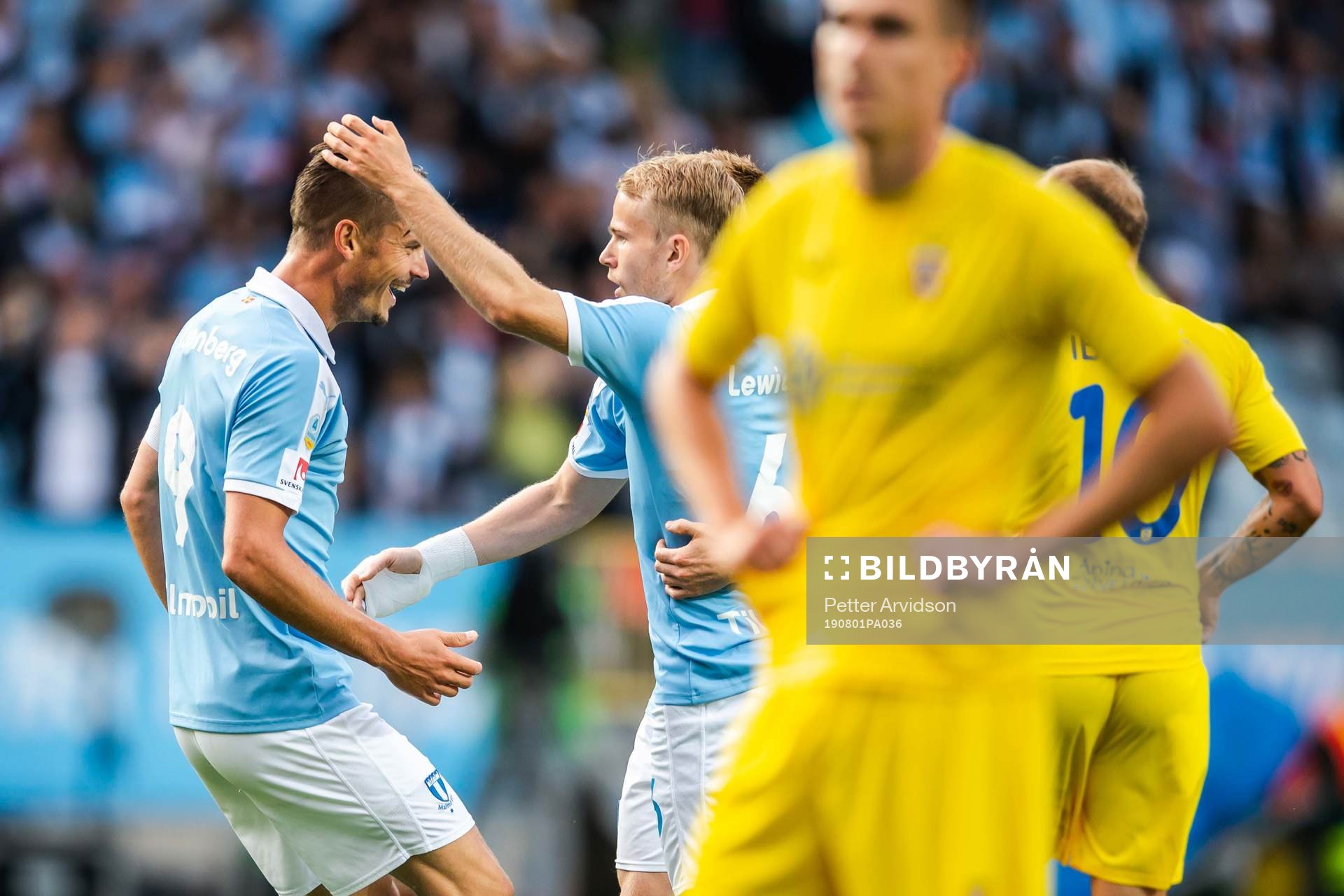 Oscar Lewicki and Markus Rosenberg of Malmö FF celebrate