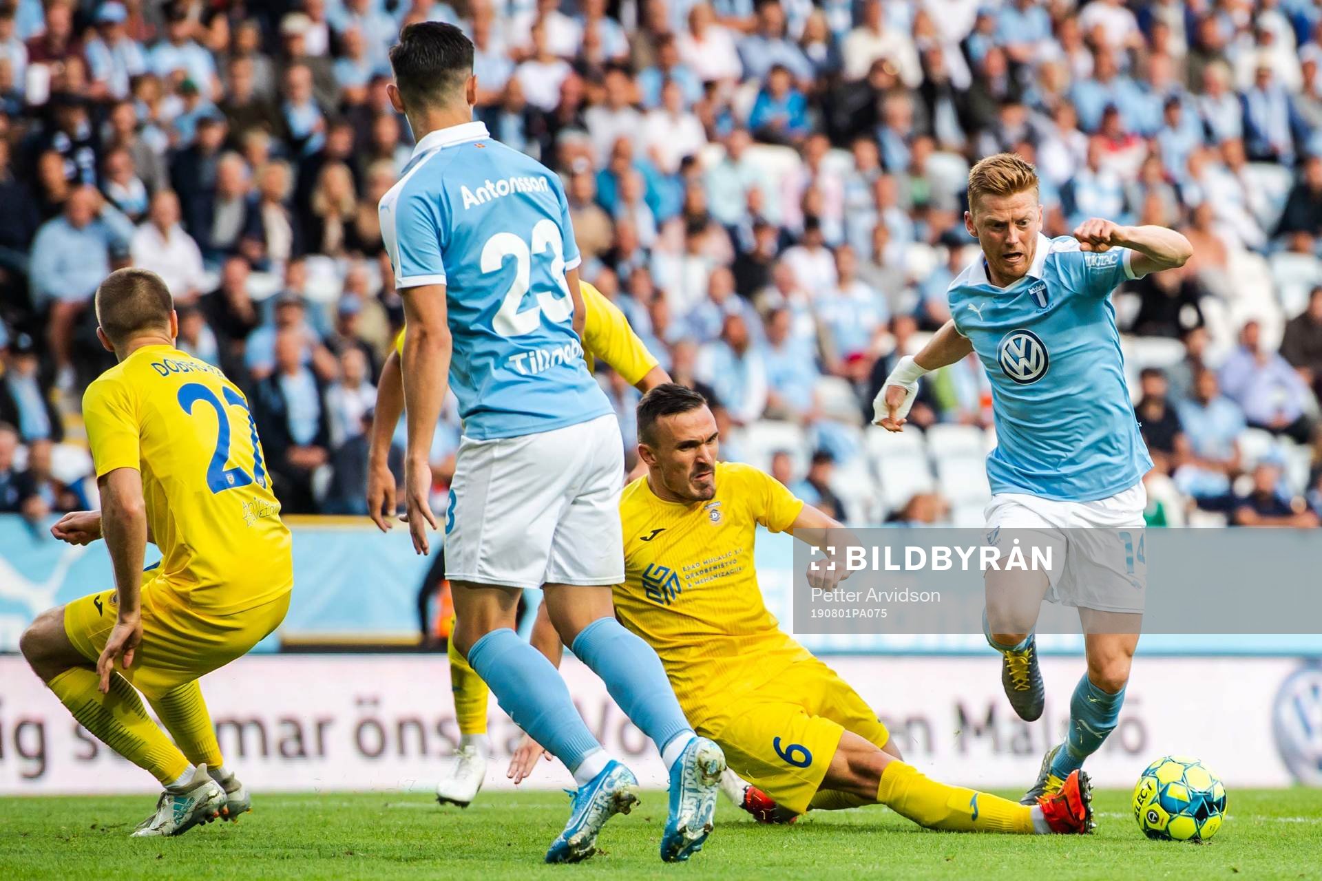 Anders Christiansen of Malmö FF and Tilen Klemencic of