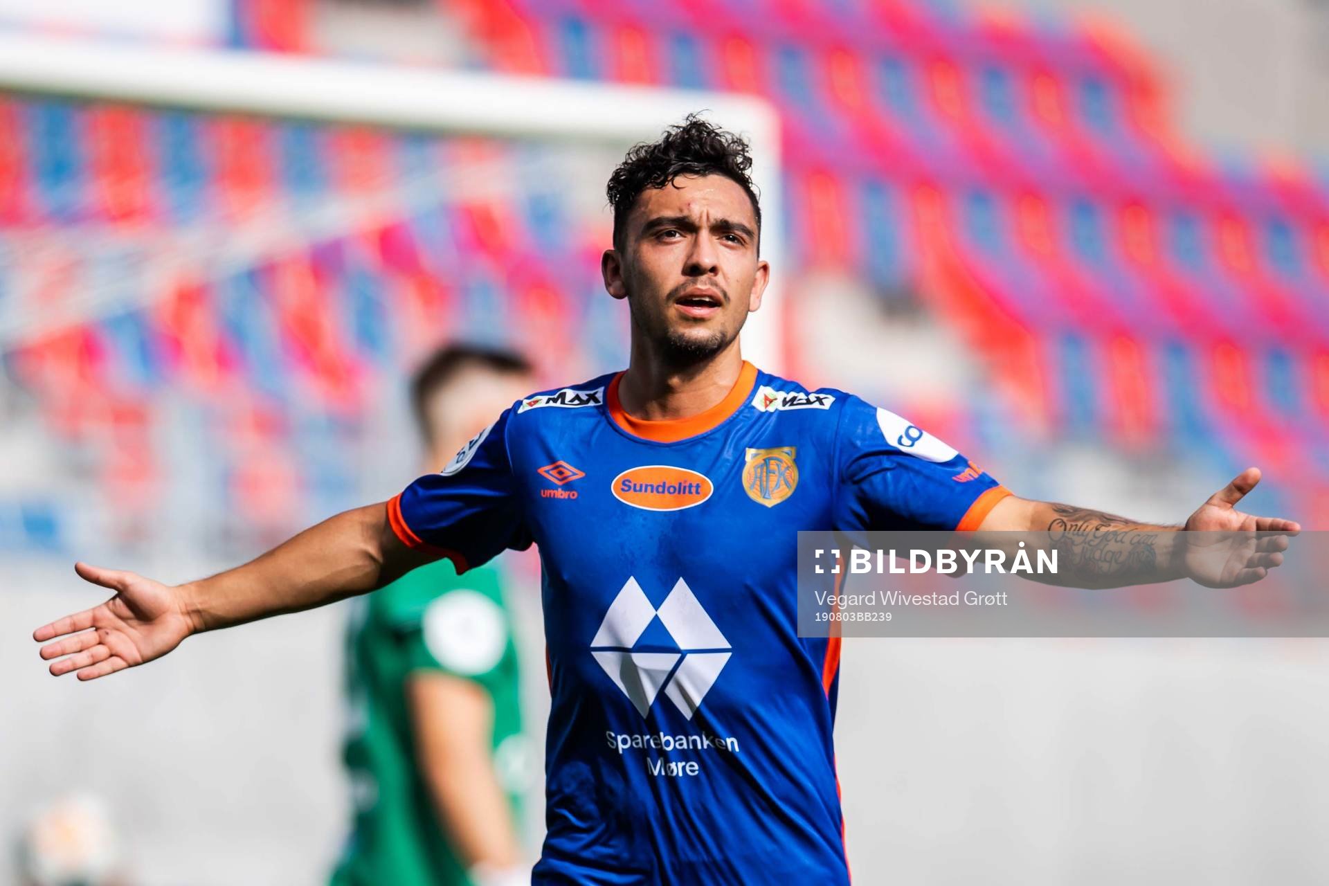 Niklas Castro of Aalesund celebrates after 0-1 during the OBOS-ligaen football match between Skeid and Aalesund on August 3, 2019 in Oslo.