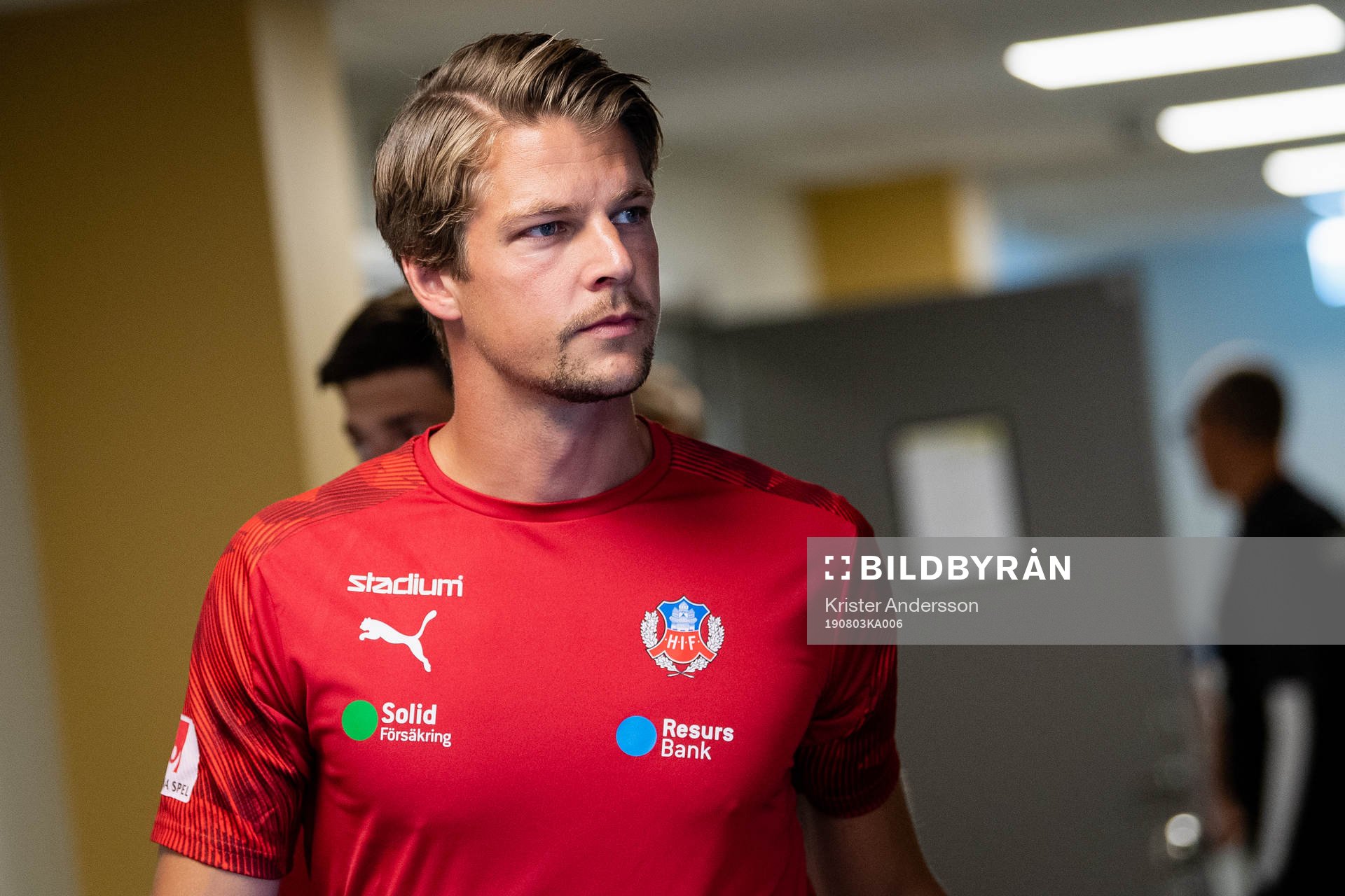 Helsingborgs Fredrik Liverstam före fotbollsmatchen i