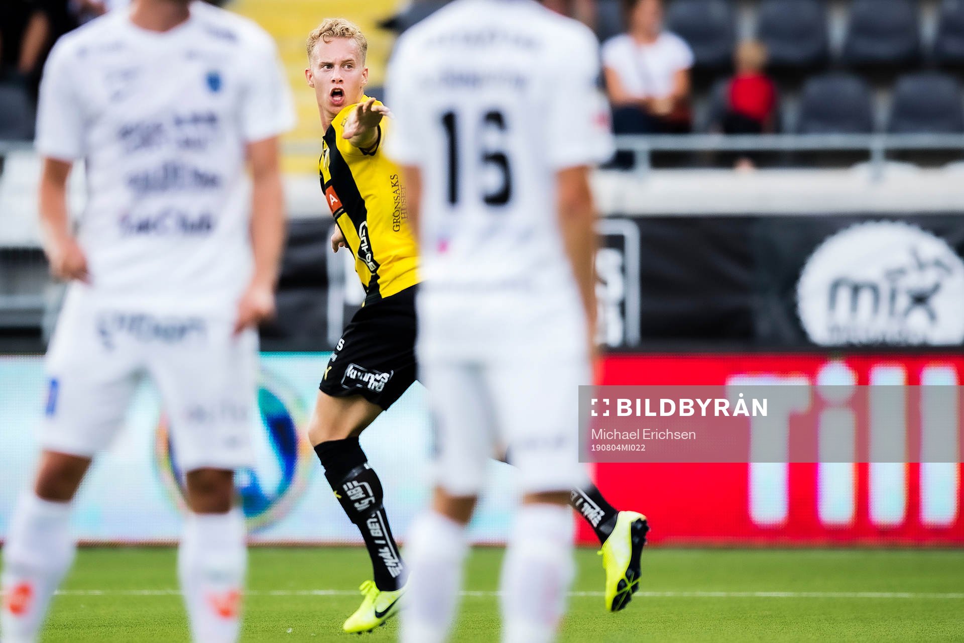 Häckens Gustav Berggren jublar efter 2-1 under fotbollsmatchen i allsvenskan mellan Häcken och Sirius den 4 augusti 2019 i Göteborg.