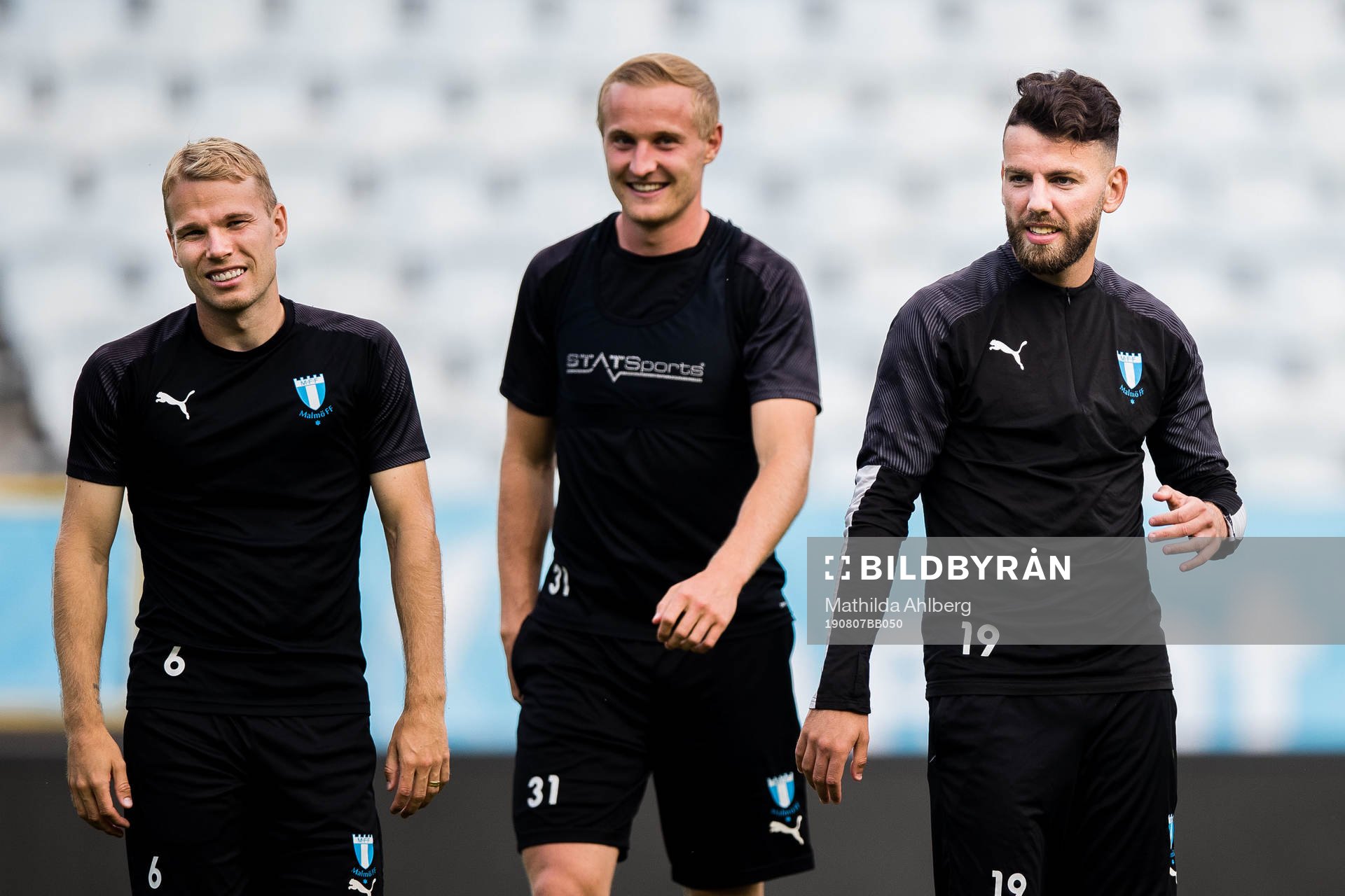 Oscar Lewicki, Franz Brorsson and Erdal Rakip of Malmö FF