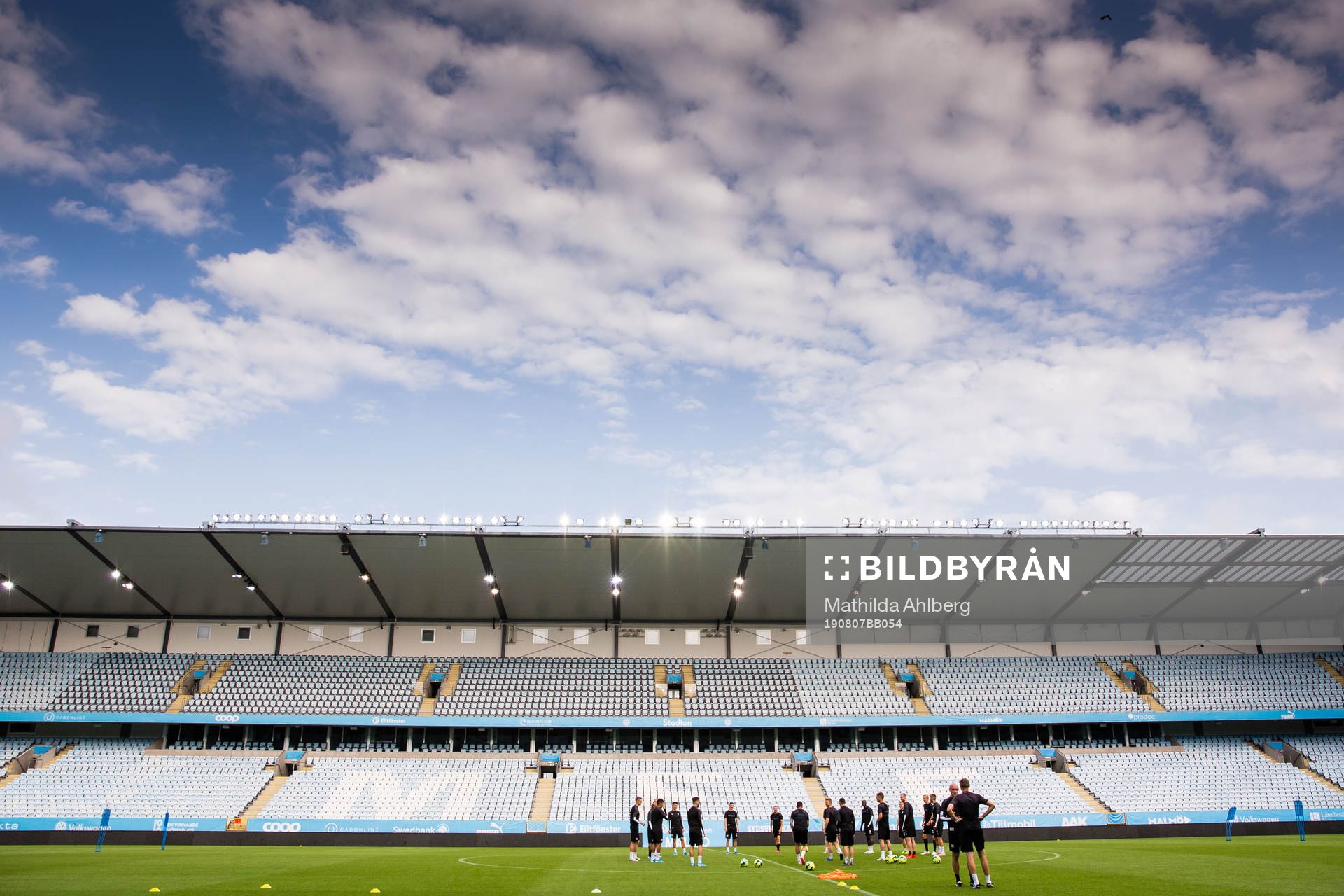Players of Malmö FF in Malmö Stadium