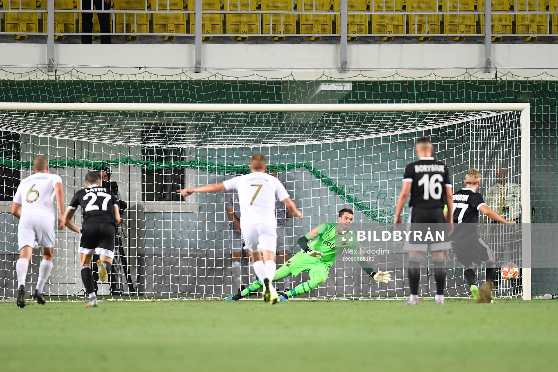 Oscar Linner of AIK receives a goal