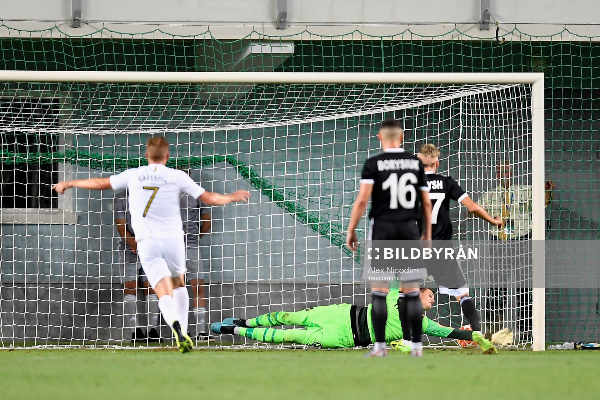 Oscar Linner of AIK receives a goal