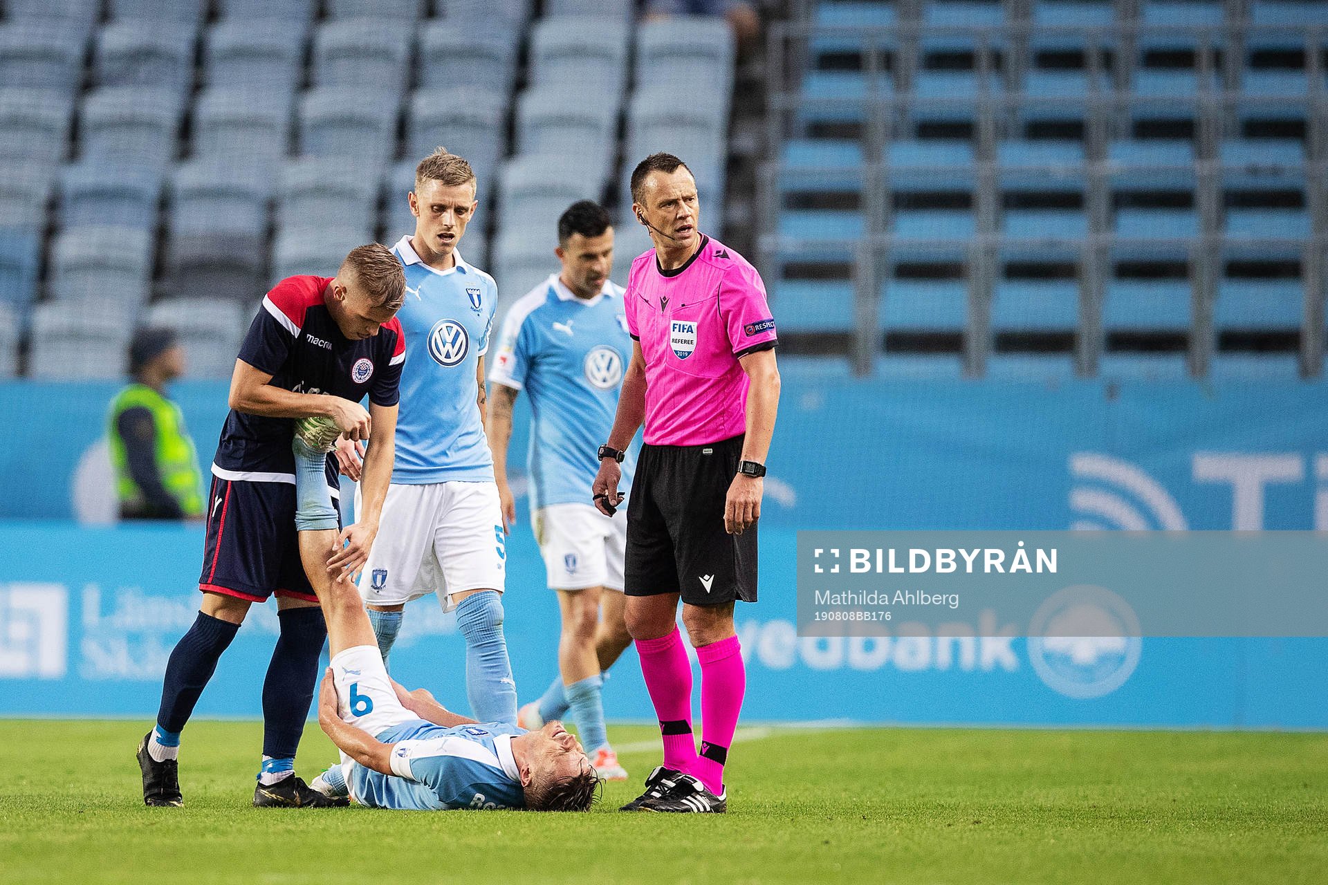 Advan Kadusic of Zrinjski helps Markus Rosenberg of Malmö