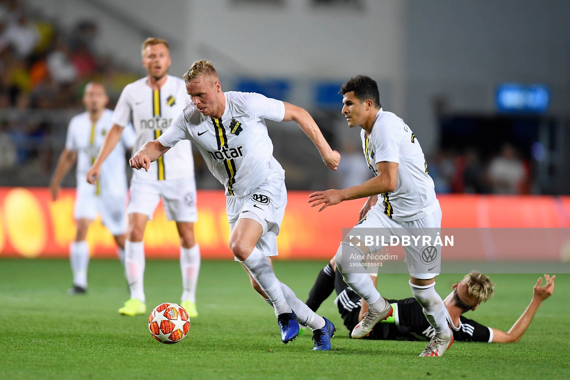 Kolbeinn Sigthorsson of AIK in action against Kendysh of