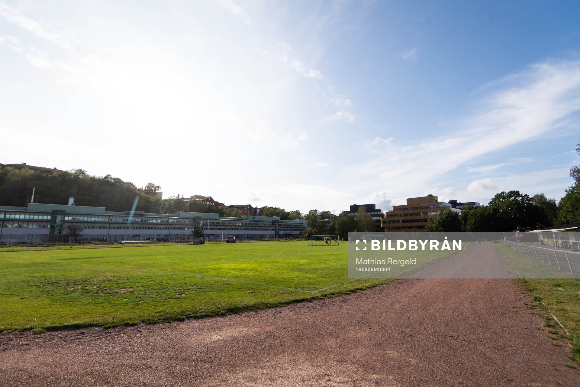Generell vy över Mossens Idrottsplats under en träning med IK Virgo den 8 augusti 2019 i Göteborg.