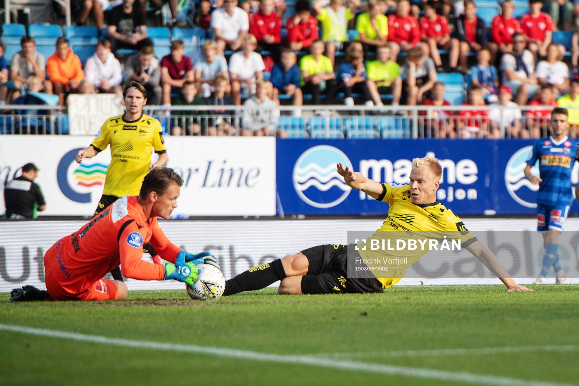 goalkeeper Jacob Storevik of Sandefjord and Martin Ramsland