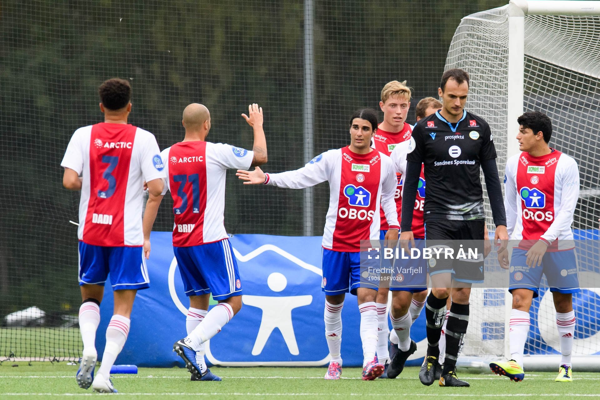 Yannis Maxitas Moulaof KFUM celebrates after scoring 3-0 during the OBOS-ligaen match between KFUM and Sandnes Ulf on August 10, 2019 in Oslo.