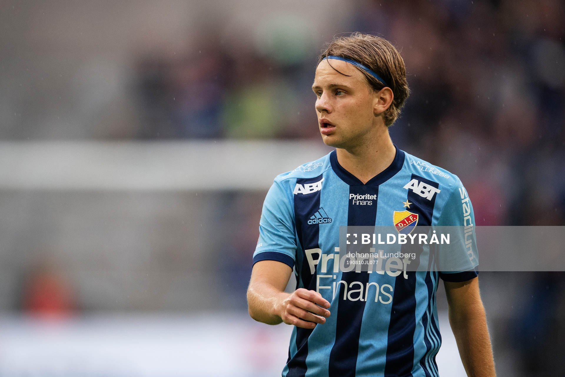 Djurgårdens Oscar Pettersson under fotbollsmatchen i Allsvenskan mellan Djurgården och Sirius den 10 augusti 2019 i Stockholm.