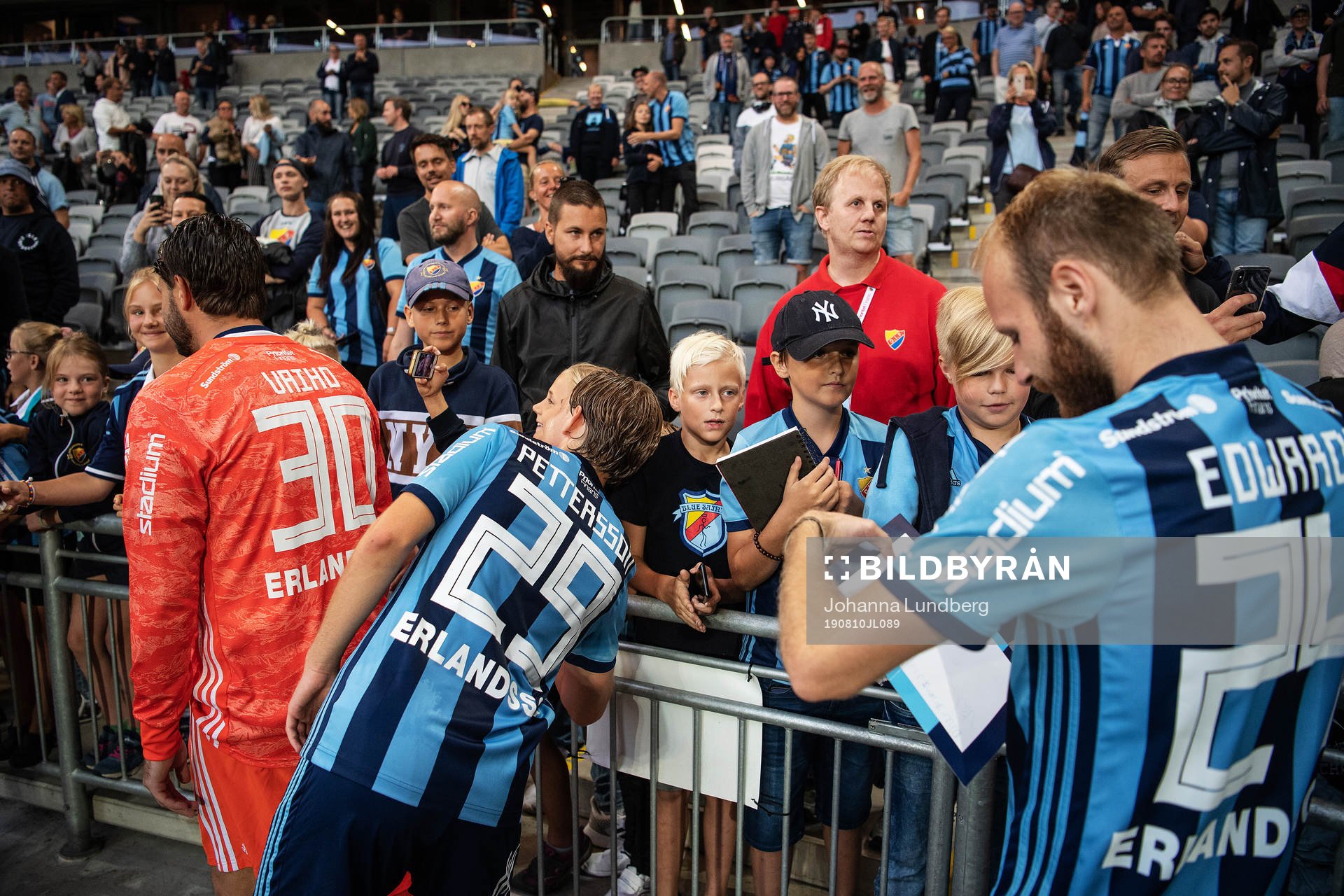 Djurgårdens målvakt Tommi Vaiho, Oscar Pettersson och