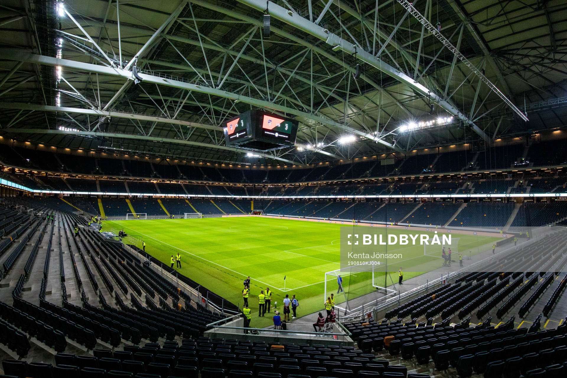 General view of Friends Arena a head of the International