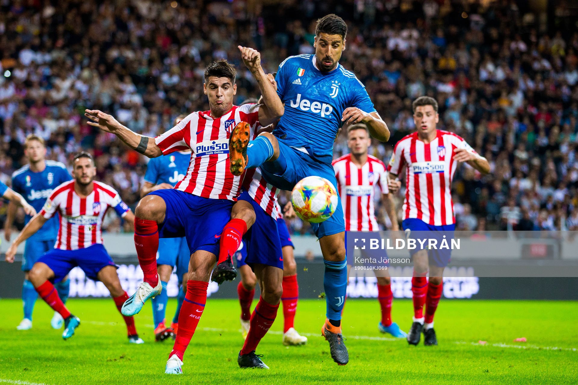 Alvaro Morata of Atletico Madrid and Sami Khedira of