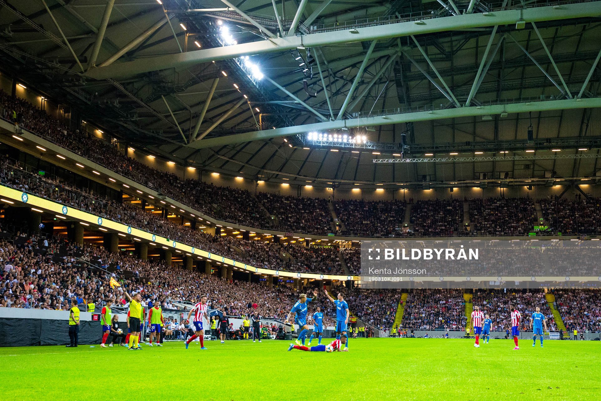 General view of Friends Arena with spectators