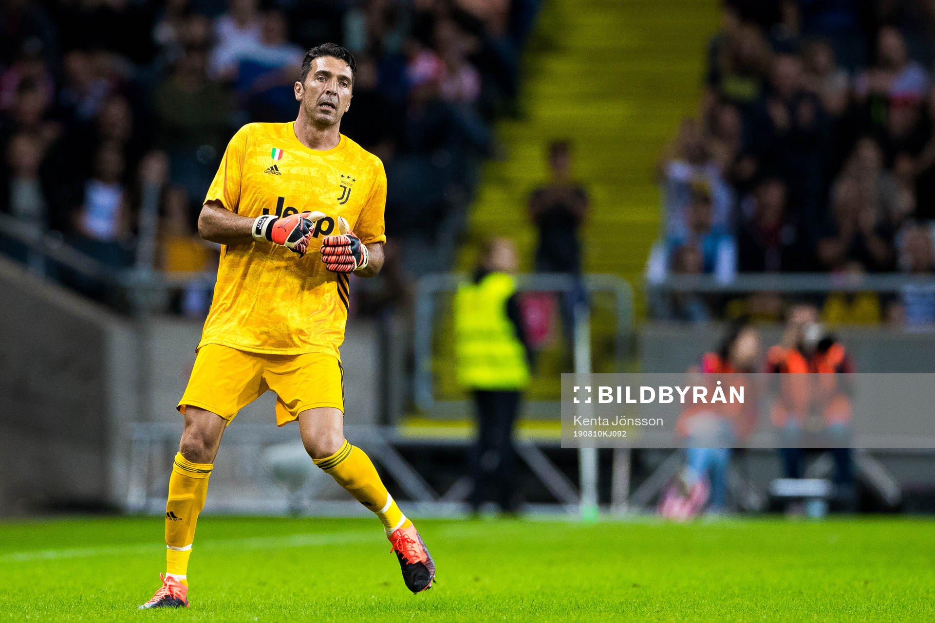 Goalkeeper Gianluigi Buffon of Juventus during the International Champions Cup match between Atletico Madrid and Juventus on August 10, 2019 in Stockholm.