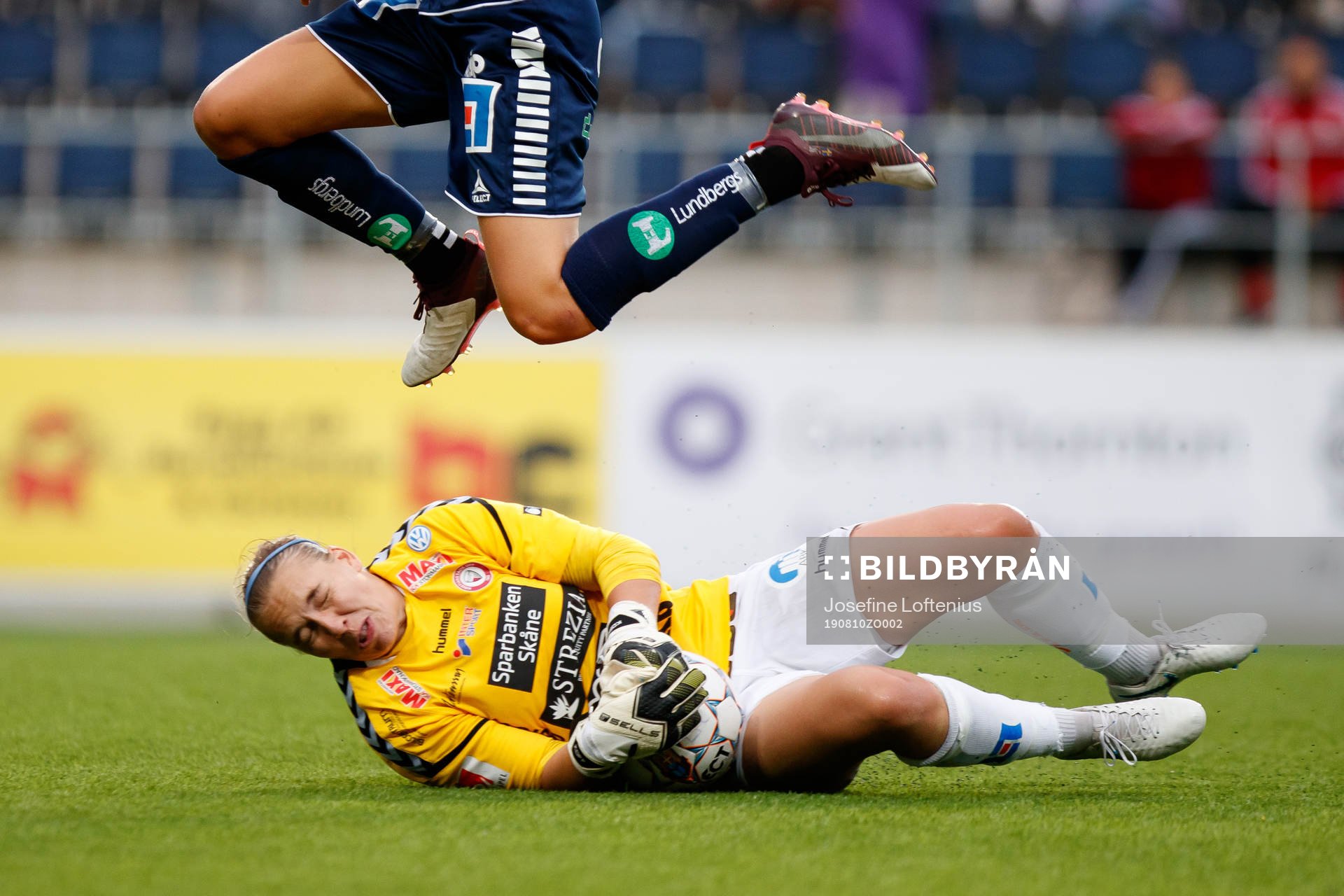 Kristianstads målvakt Brett Elisabeth Maron under fotbollsmatchen i Damallsvenskan mellan Linköping och Kristianstad den 10 augusti 2019 i Linköping.