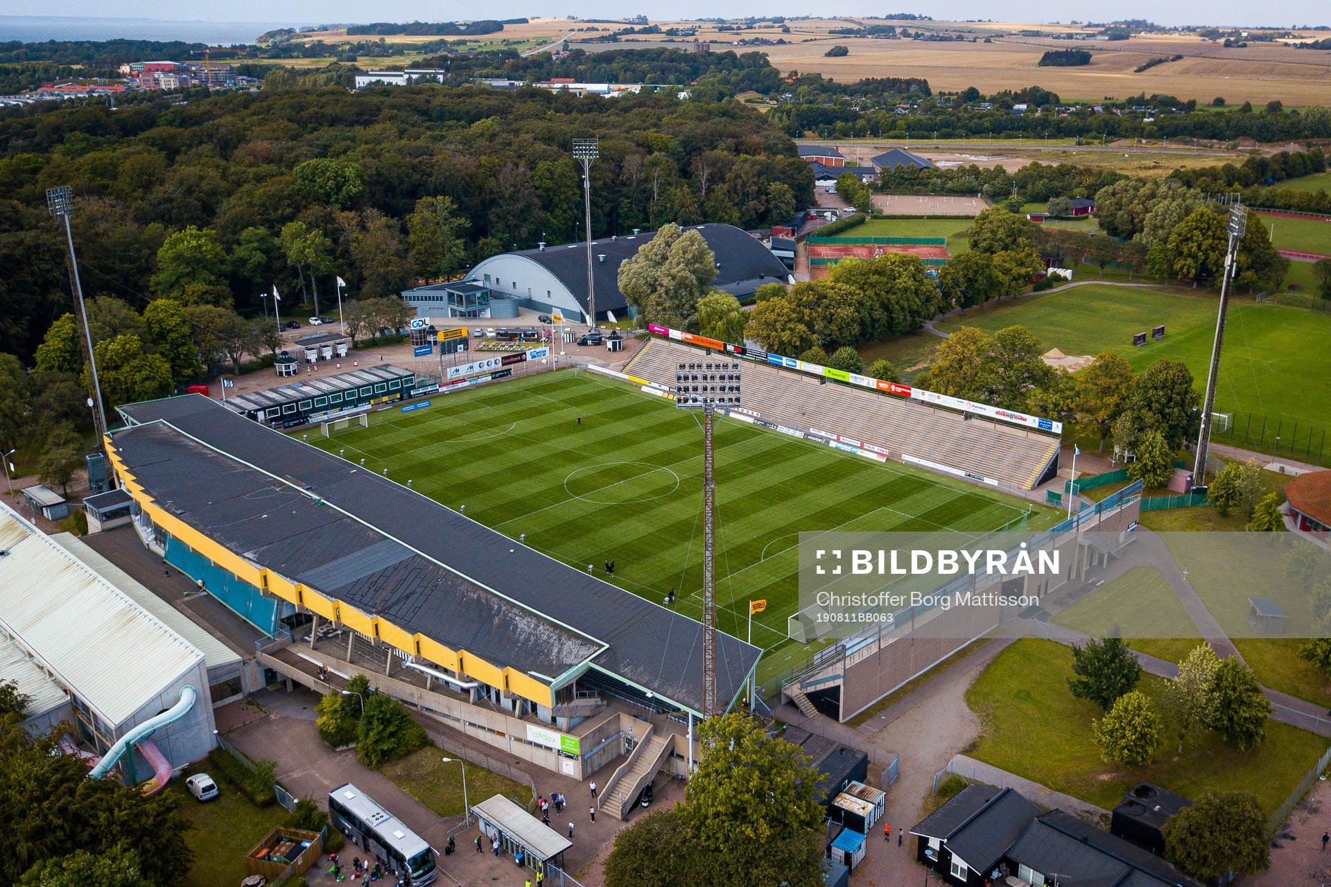 Drönarvy över Landskrona Idrottsplats