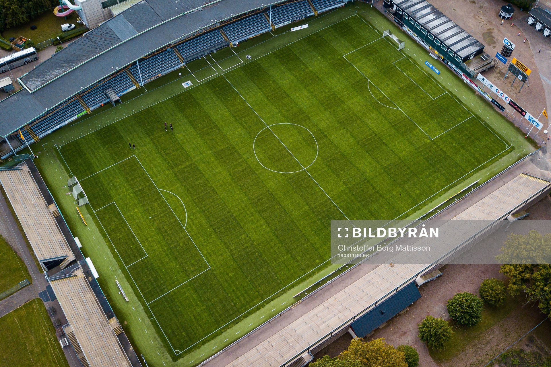 Drönarvy över Landskrona Idrottsplats