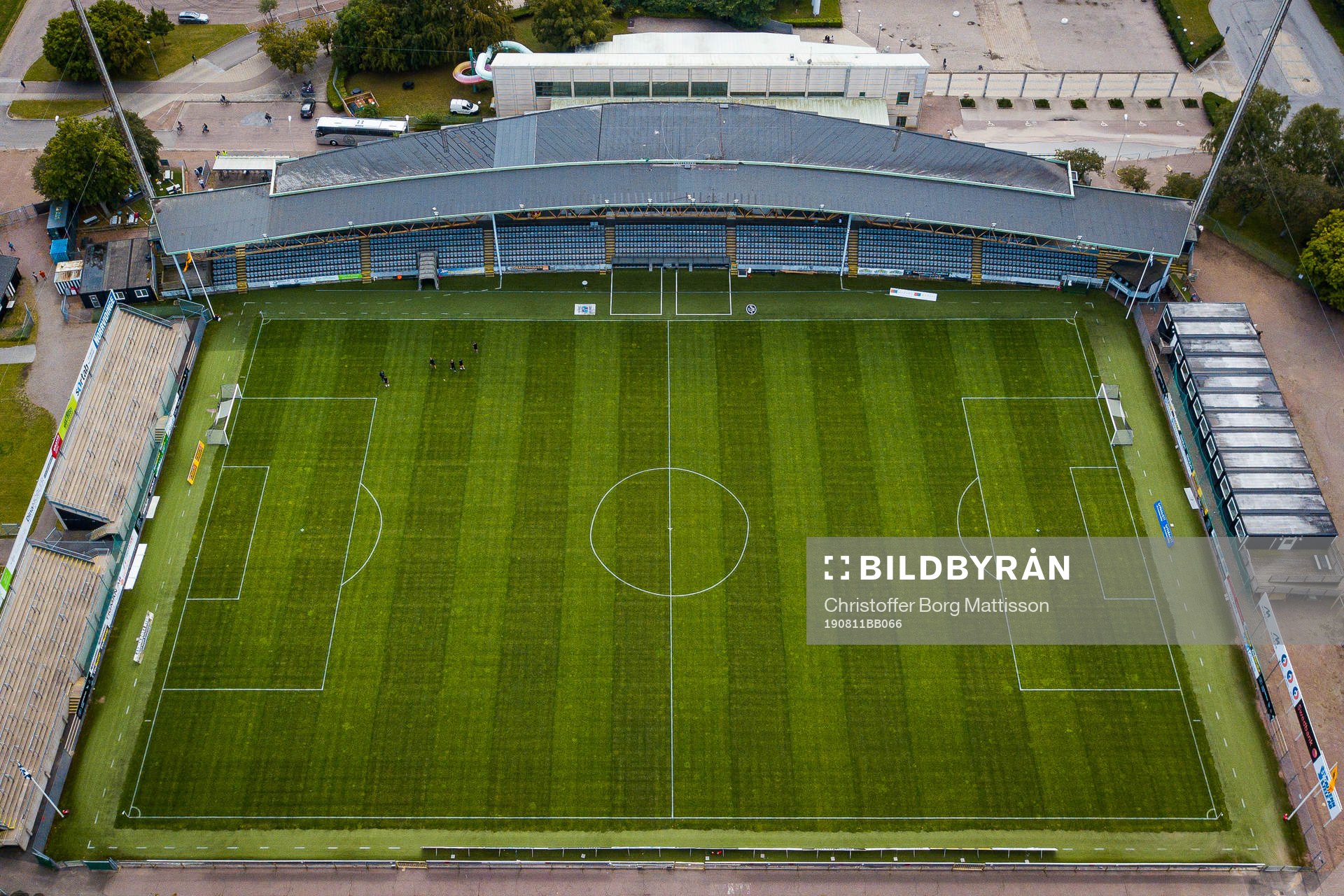Drönarvy över Landskrona Idrottsplats