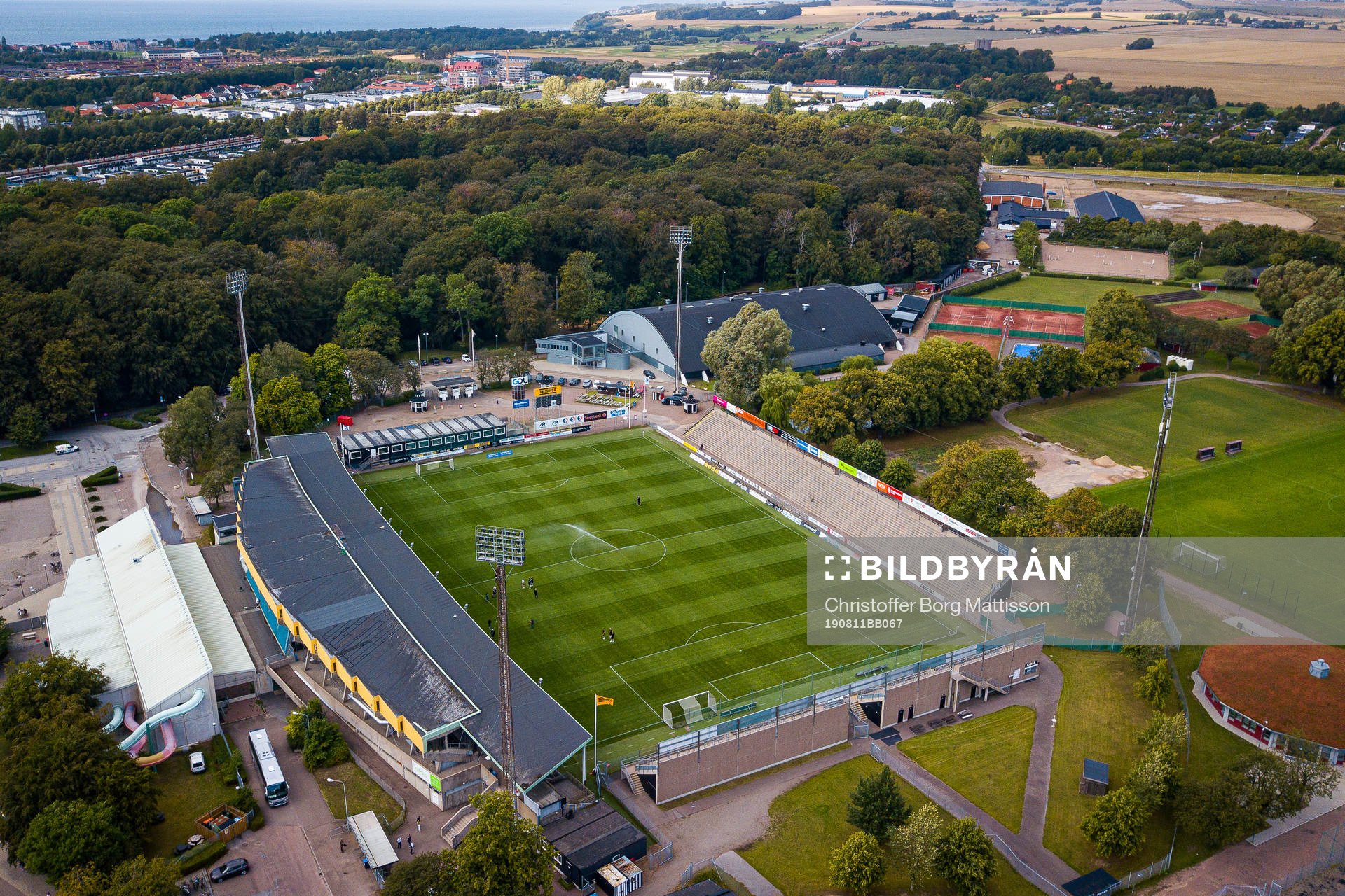 Drönarvy över Landskrona Idrottsplats