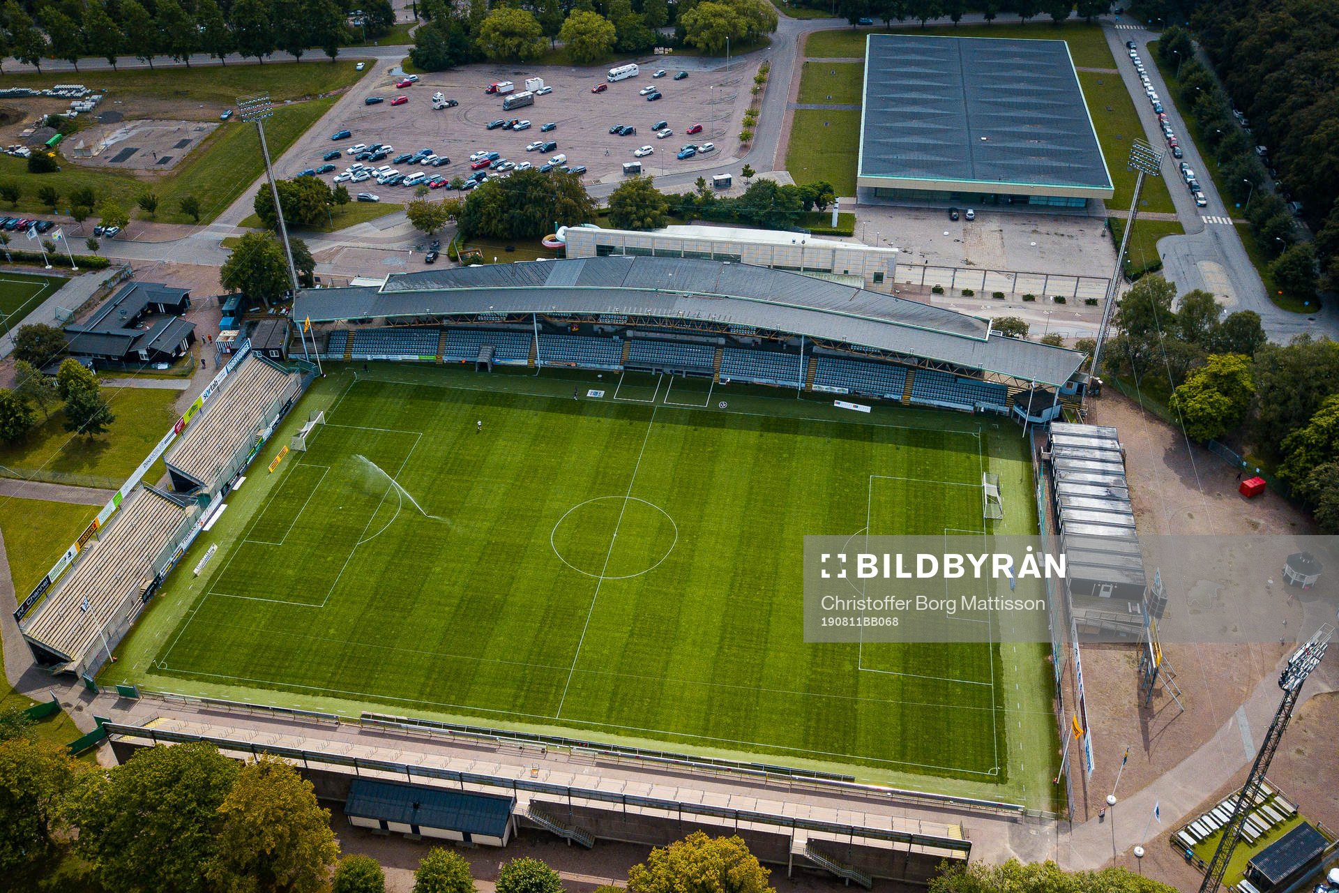 Drönarvy över Landskrona Idrottsplats