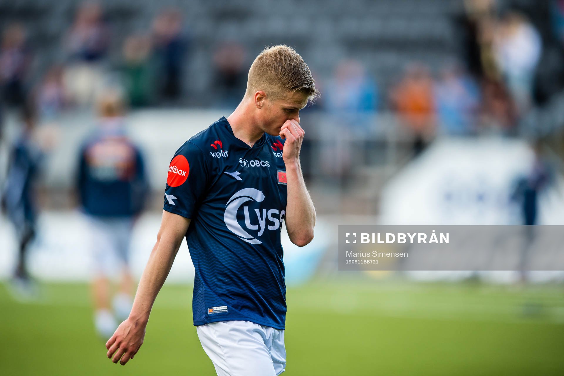 Samuel Kari Fridjonsson of Viking looks dejected