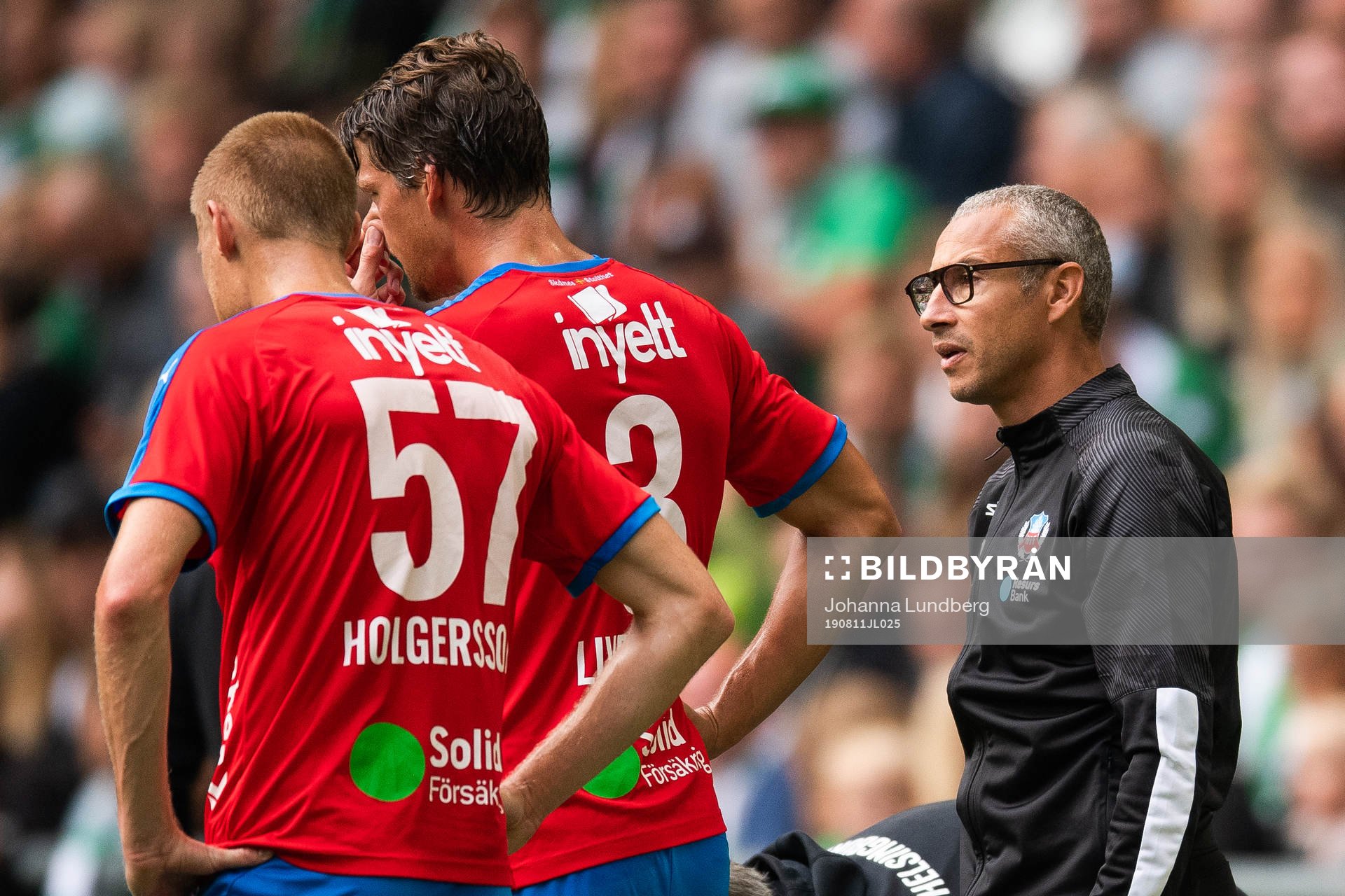 Helsingborgs tränare Henrik Larsson med Markus Holgersson