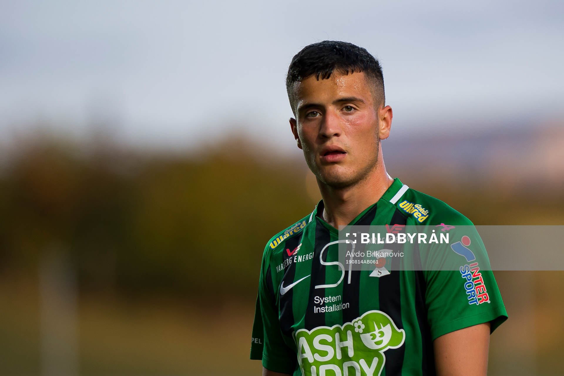 Varbergs Astrit Seljmani under fotbollsmatchen i Svenska Cupen mellan Lund och Varberg den 14 augusti 2019 i Lund. 