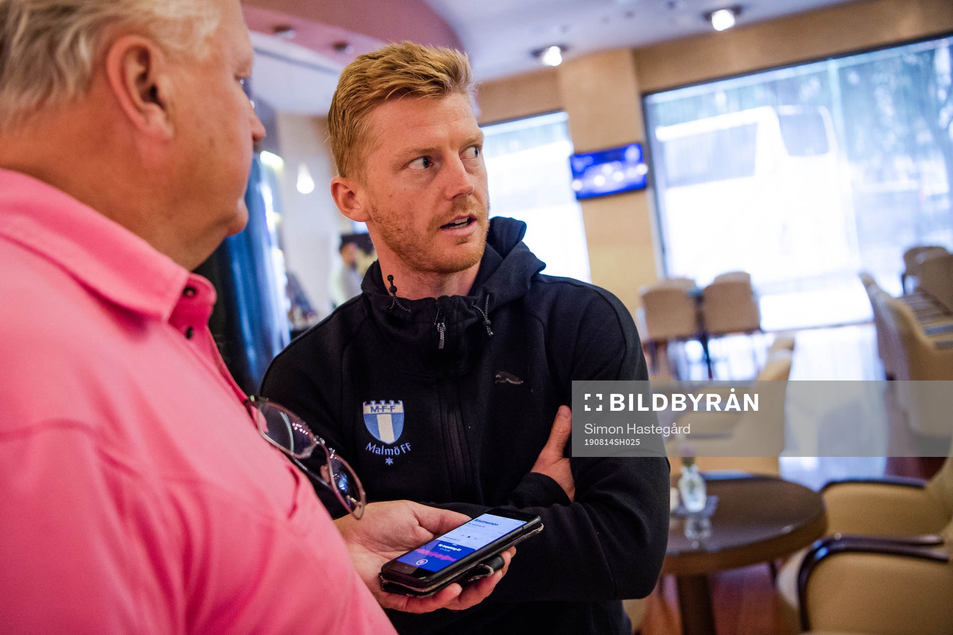 Anders Christiansen of Malmö FF arrives at the team hotel