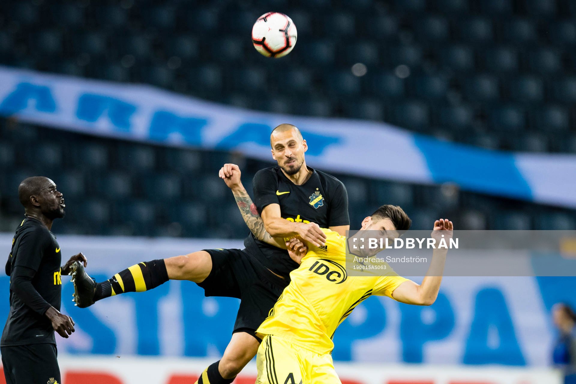 Panajotis Dimitriadis of AIK battles for the ball with