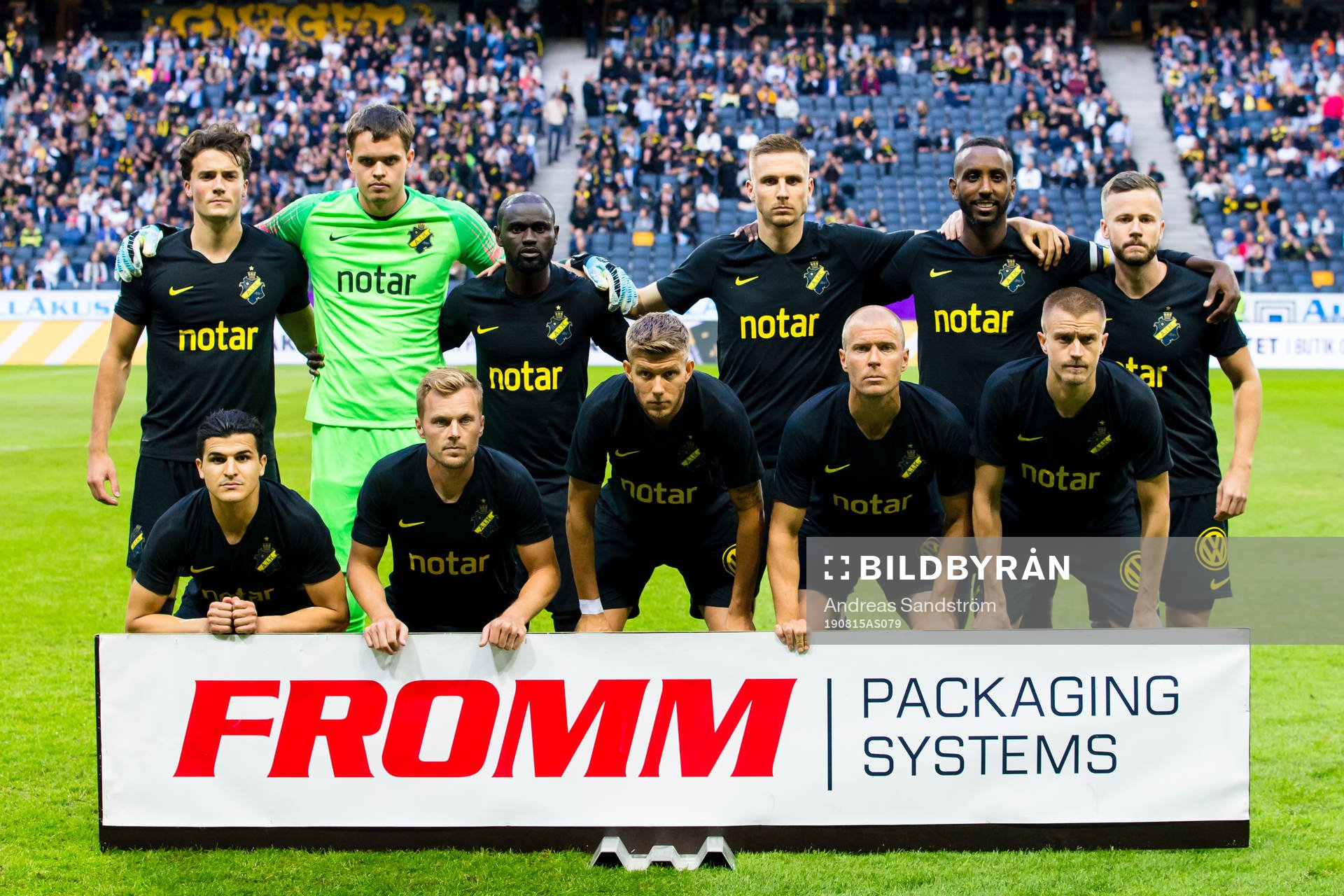 AIK's starting lineup with (from upper left), Daniel