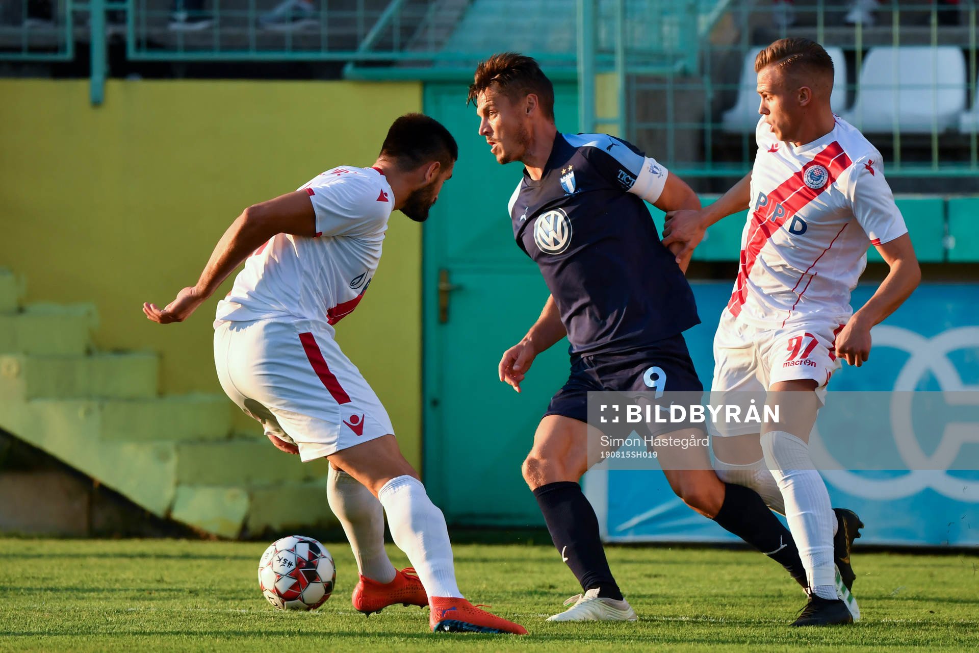 Markus Rosenberg of Malmö FF and Advan Kadusic of Zrinjski