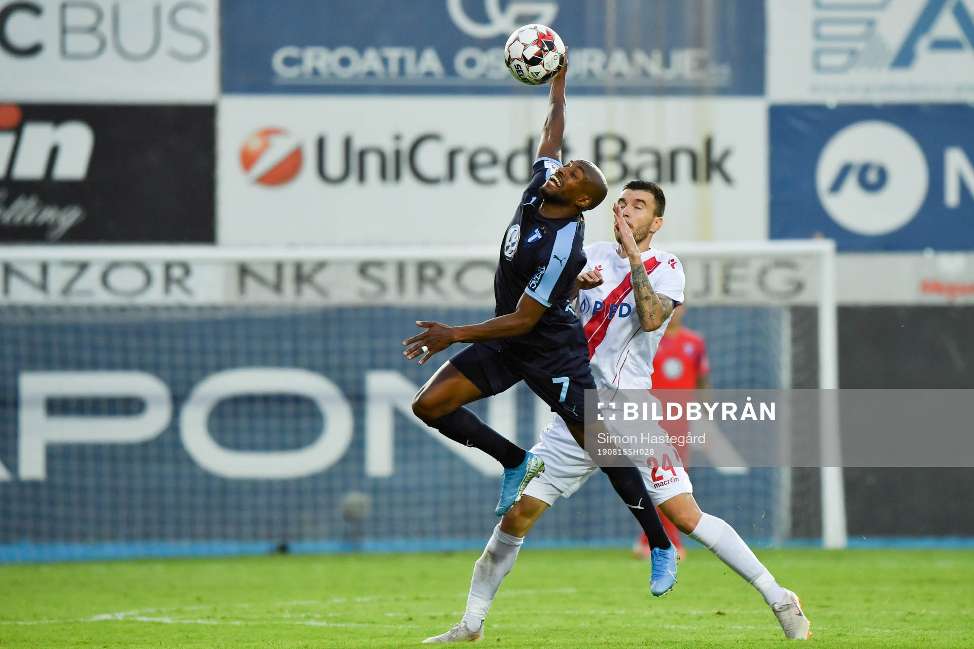 Fouad Bachirou of Malmö FF and Ivan Lendric of Zrinjski