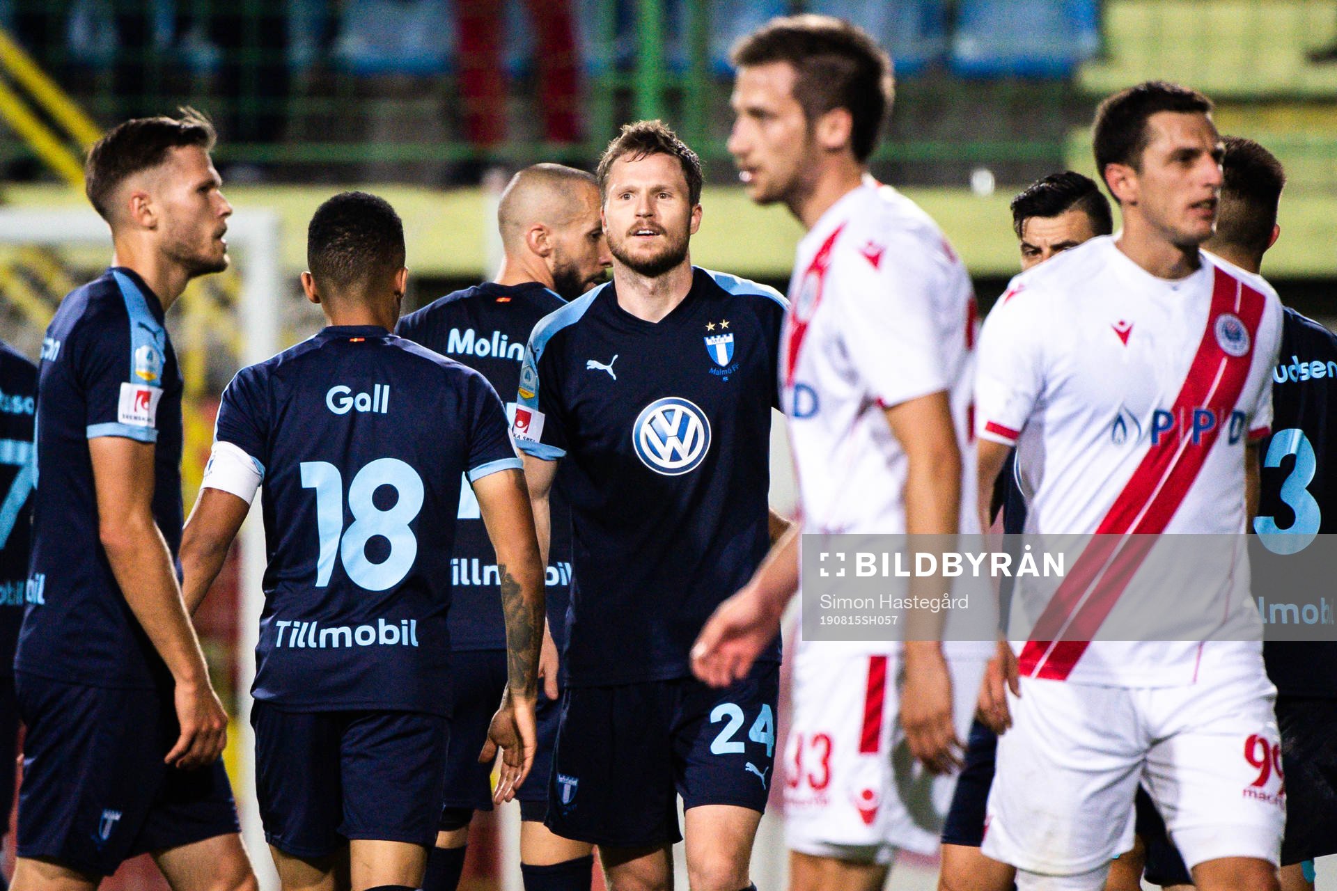 Lasse Nielsen of Malmö FF celebrate with teammates
