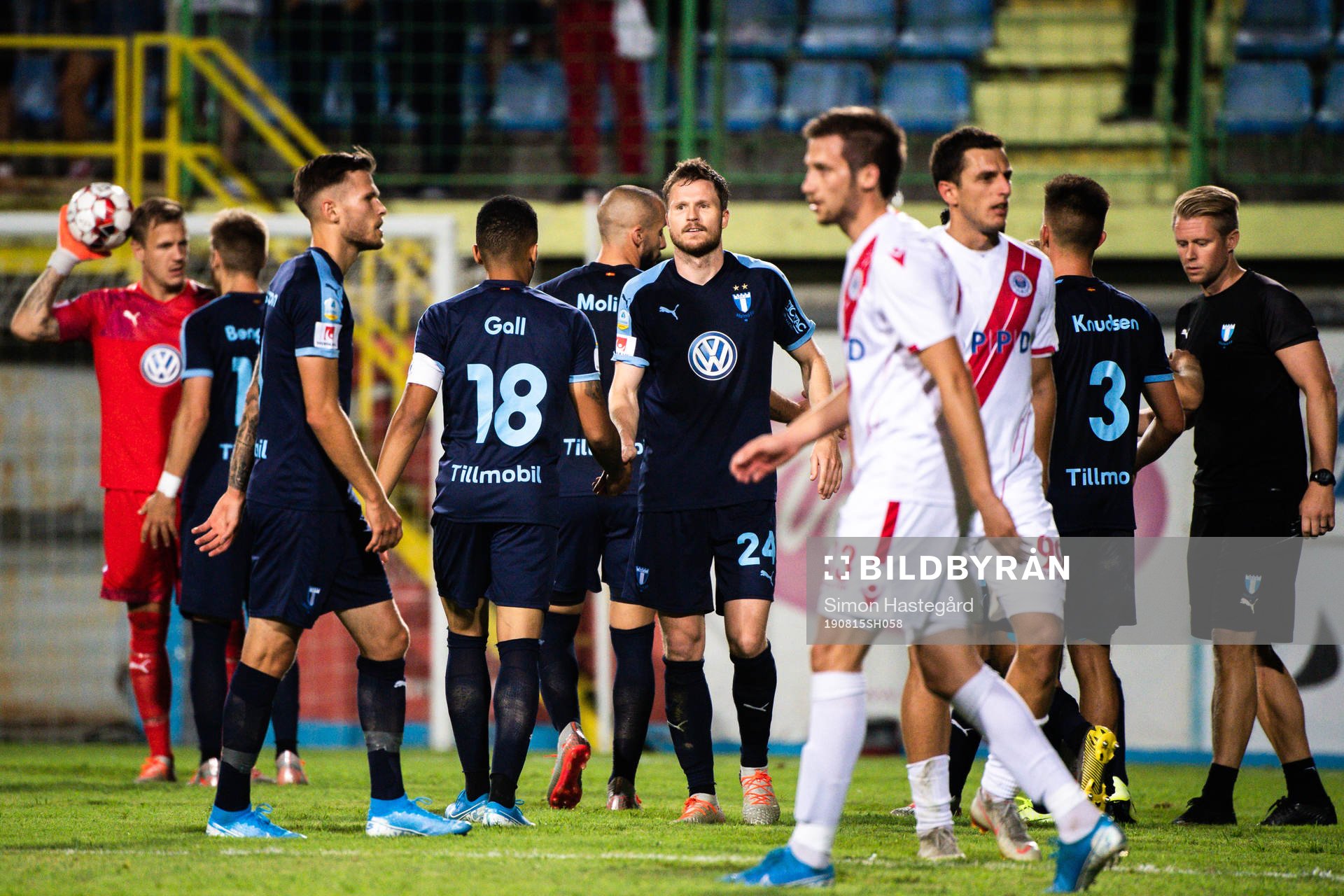 Lasse Nielsen of Malmö FF celebrate with teammates