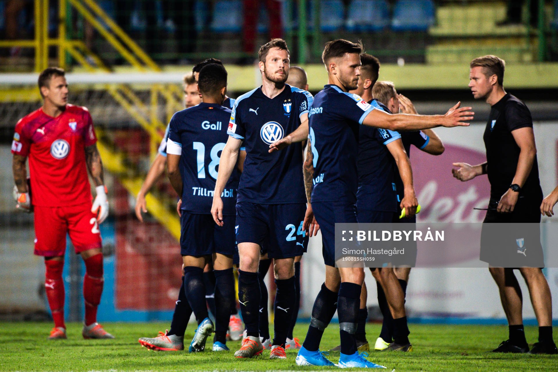 Lasse Nielsen of Malmö FF celebrate with teammates