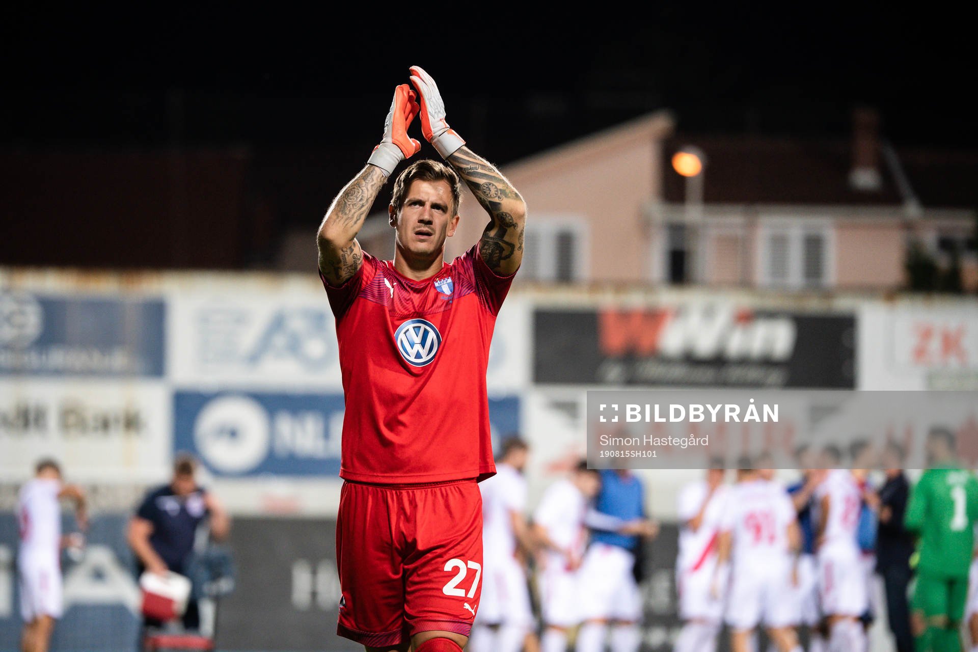goalkeeper Johan Dahlin of Malmö FF celebrates