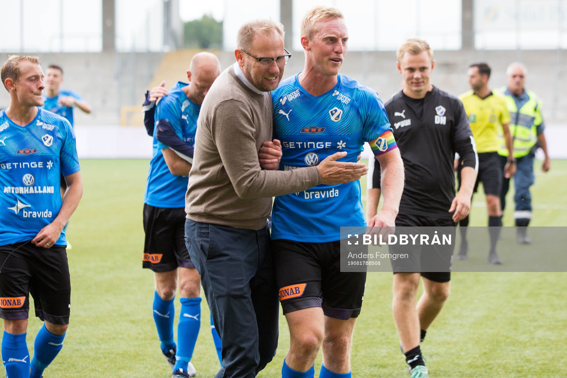 Halmstads tränare Magnus Haglund och Halmstads Peter