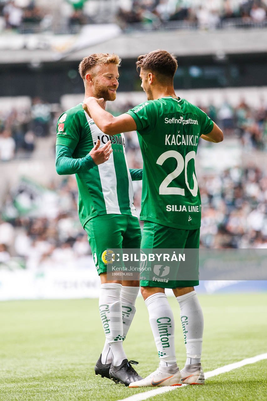 Hammarbys Alexander Kacaniklic och Dennis Widgren jublar